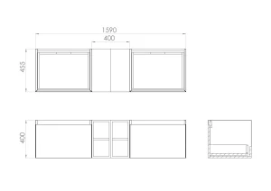 Saneux Uni 160cm Kit - 2 X 60cm 1 Drawer Wall Mounted Unit, 2 X 20cm Spacers & 160cm Countertop - Matte Anthracite