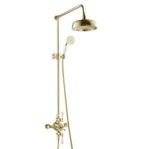 Just Taps Grosvenor Exposed Thermostatic Valve 2 Outlets With Riser & Kit Antique Brass