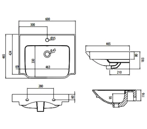 Roper Rhodes Concierge 600mm Academy Ceramic Basin White