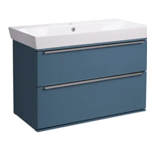 Roper Rhodes 800mm Scheme Wall Mounted Double Drawer Unit - Derwent Blue product image - Image 1