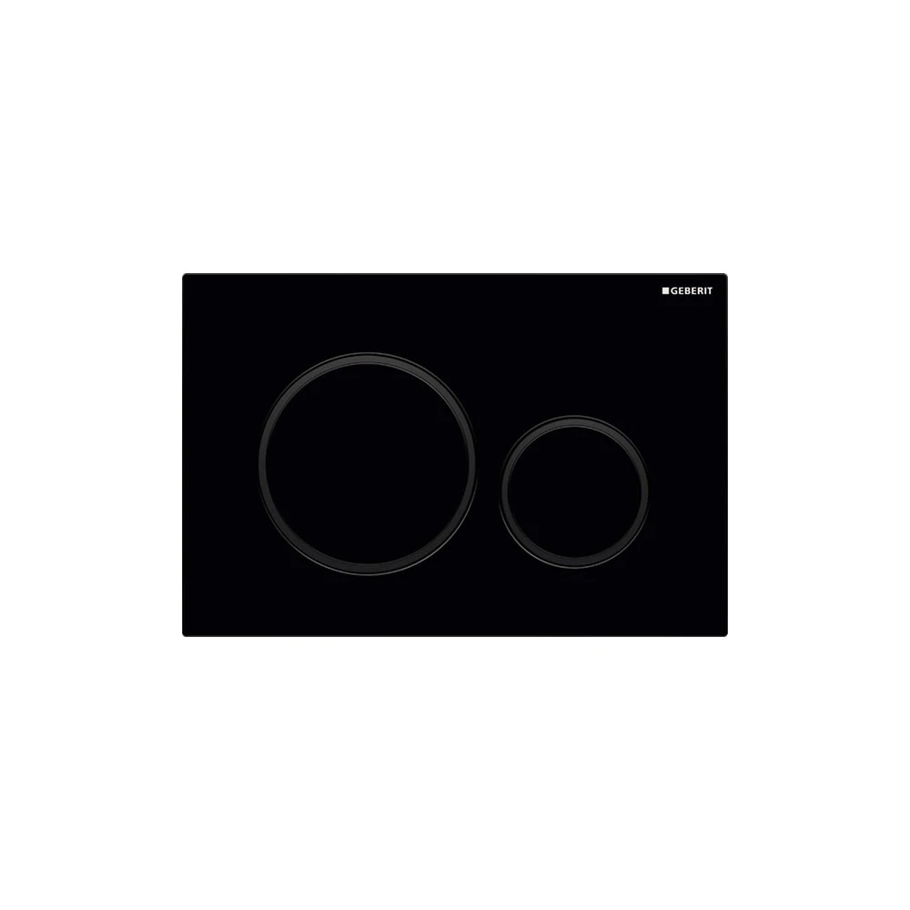 Geberit Sigma20 Round Flush Plate For Dual Flush - Black With Matt Black Detail