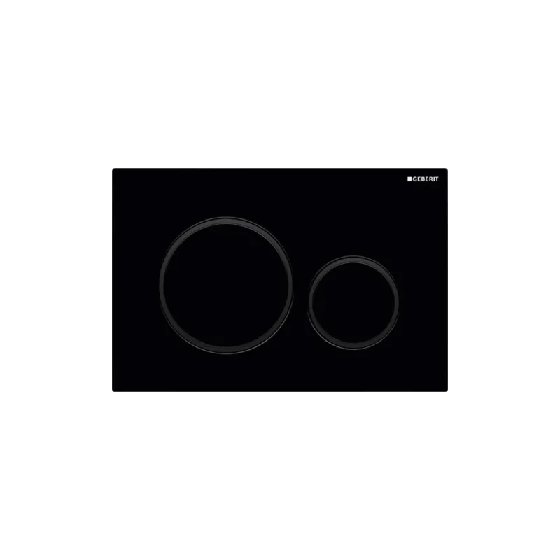 Geberit Sigma20 Round Flush Plate For Dual Flush - Black With Matt Black Detail product image - Image 1