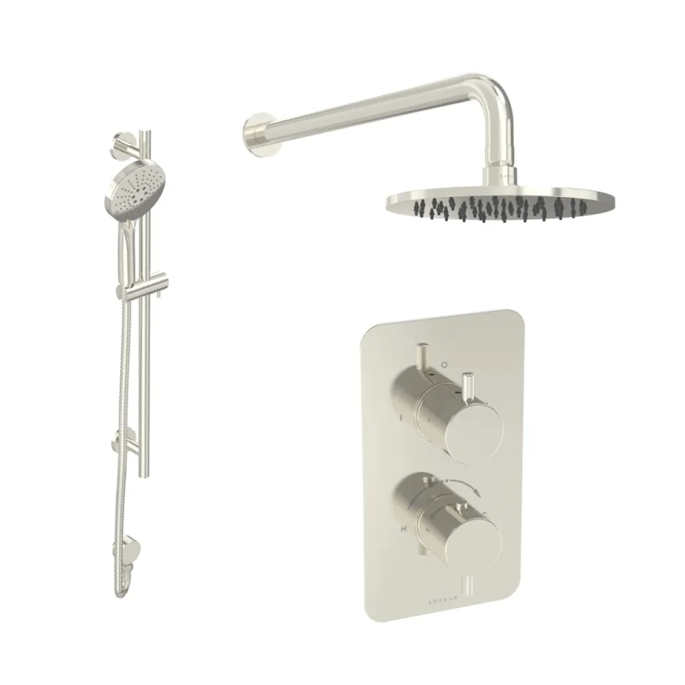 Saneux Cos 2 Way Shower Kit - W/ 3 Function Handset & Slider Rail & Shower Head - Brushed Nickel product image - Image 1