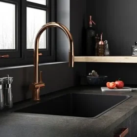 Just Taps Vos Rose Gold Single Lever Pull Out Sink Mixer detail view - Image 5