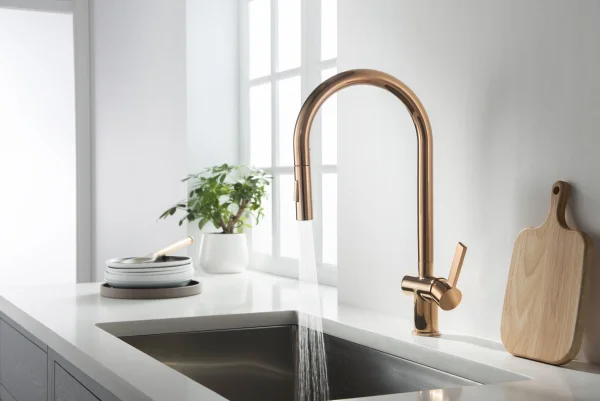 Just Taps Vos Rose Gold Single Lever Pull Out Sink Mixer