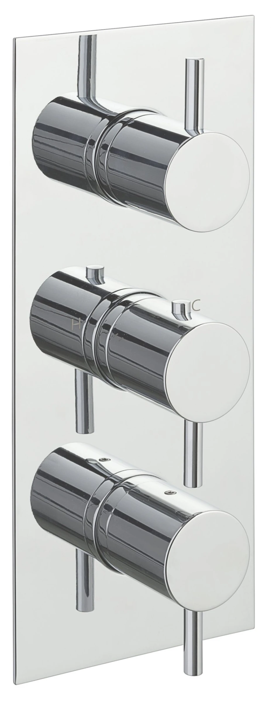 Just Taps Florence Thermostatic Concealed 3 Outlet  Vertical Designer Handle Chrome