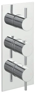 Just Taps Florence Thermostatic Concealed 3 Outlet  Vertical Designer Handle Chrome