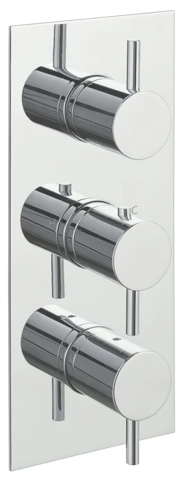 Just Taps Florence Thermostatic Concealed 3 Outlet  Vertical Designer Handle Chrome product image - Image 1