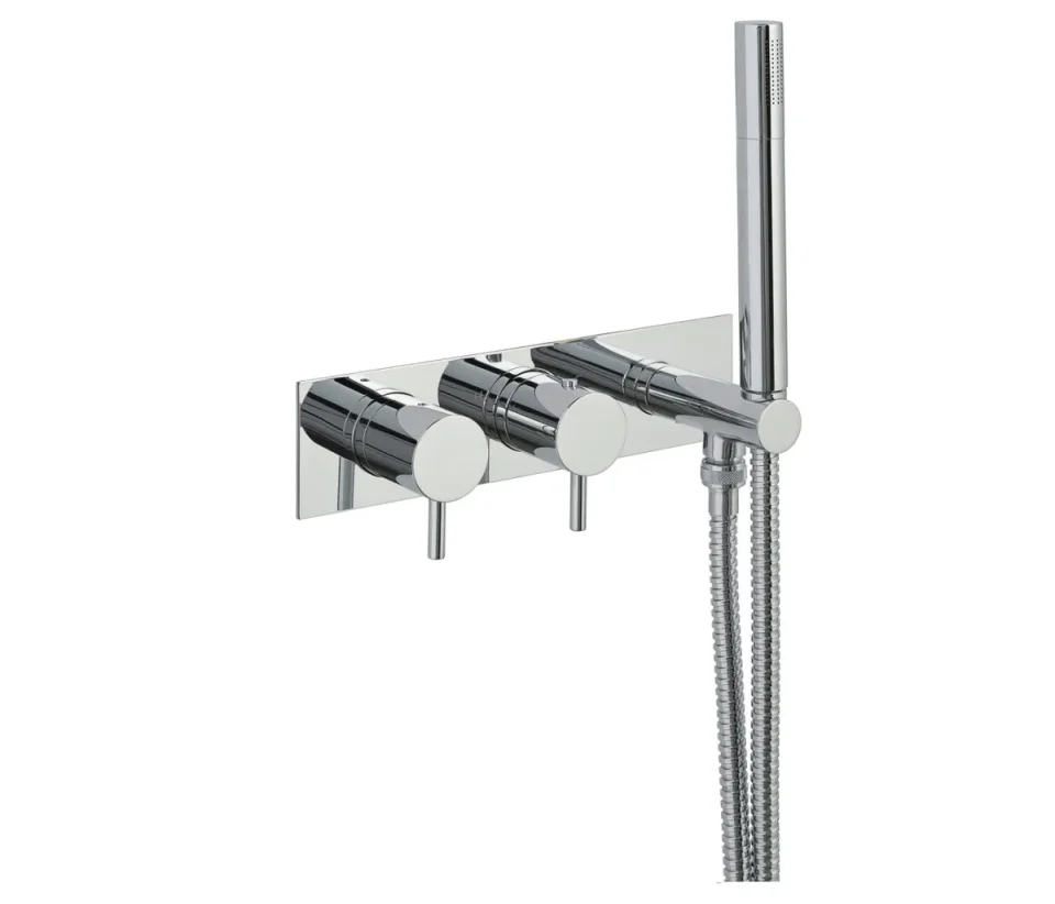 Just Taps Florence Thermostatic Concealed 2 Outlet With Attached Handset Chrome product image - Image 1