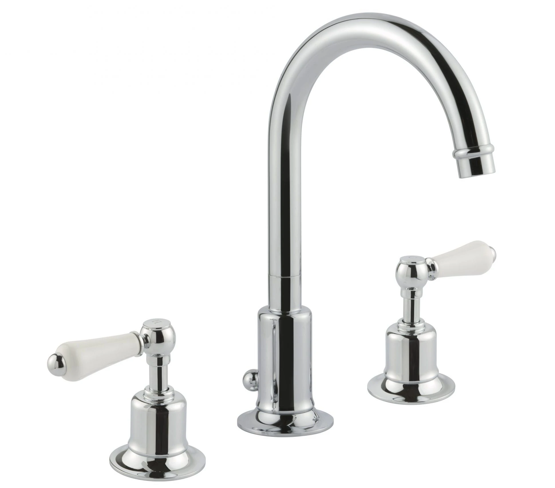 Just Taps Grosvenor Lever 3 Hole Deck Mounted Basin Mixer Swivel Spout Chrome