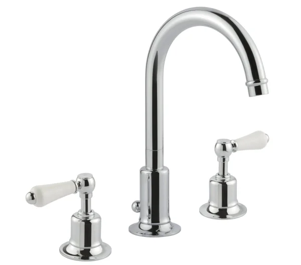 Just Taps Grosvenor Lever 3 Hole Deck Mounted Basin Mixer Swivel Spout Chrome