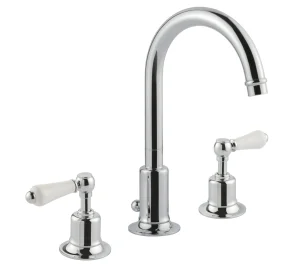 Just Taps Grosvenor Lever 3 Hole Deck Mounted Basin Mixer Swivel Spout Chrome