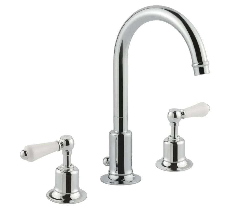 Just Taps Grosvenor Lever 3 Hole Deck Mounted Basin Mixer Swivel Spout Chrome product image - Image 1