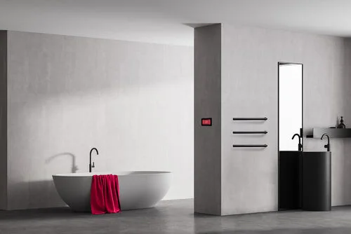 Thermosphere 12v Vertical Heated Towel Bar Pill Shape 900mm Matt Black
