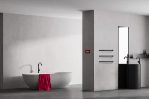 Thermosphere 12v Vertical Heated Towel Bar Pill Shape 900mm Matt Black