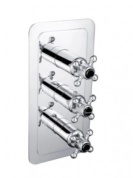 Just Taps Grosvenor Cross Conc Thermostatic 2 Outlet Valve Vertical  M/B