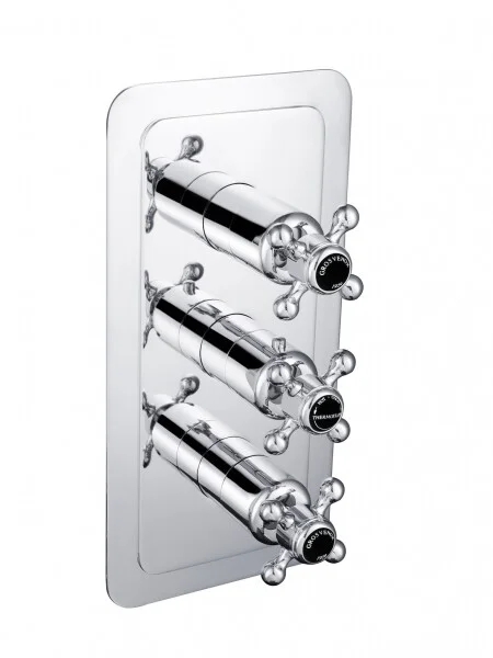 Just Taps Grosvenor Cross Conc Thermostatic 2 Outlet Valve Vertical  M/B