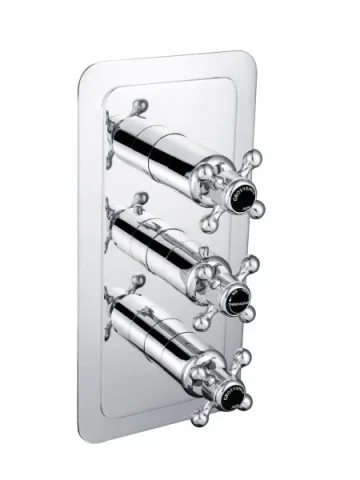 Just Taps Grosvenor Cross Conc Thermostatic 2 Outlet Valve Vertical  M/B product image - Image 1