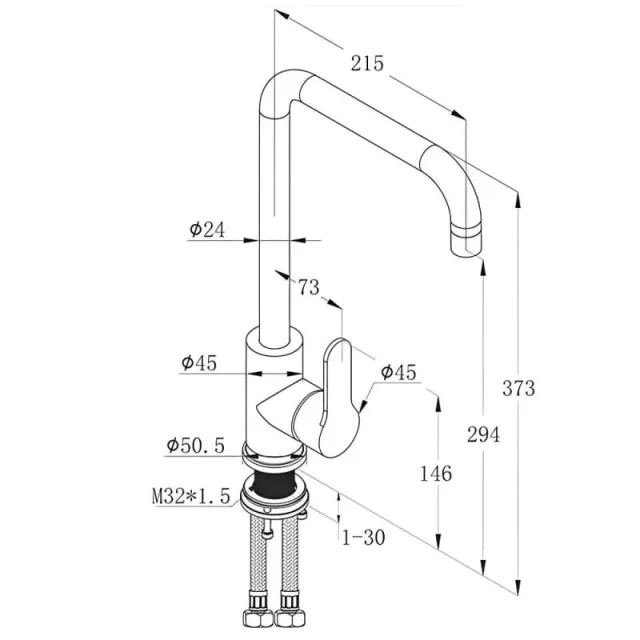 Just Taps Inox Mono Single Lever Sink Mixer Swivel Spout detail view - Image 2