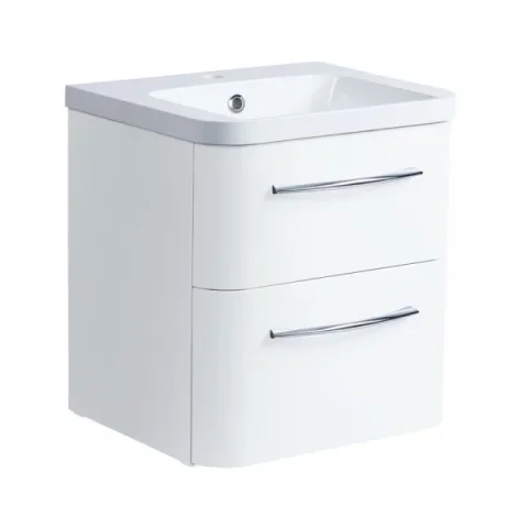 Roper Rhodes 500mm System Wall Mounted Double Drawer Unit - White detail view - Image 3