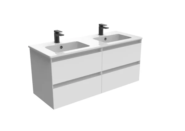 Saneux Uni 120cm 4 Drawer Wall Mounted Unit - Matte White