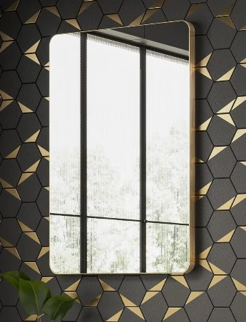 Hib Trim Curve 50 (brushed Brass Frame) Mirror H70 X W50cm X D2.5cm