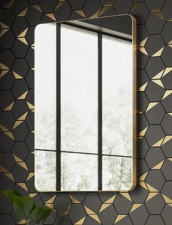 Hib Trim Curve 50 (brushed Brass Frame) Mirror H70 X W50cm X D2.5cm
