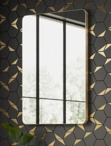Hib Trim Curve 50 (brushed Brass Frame) Mirror H70 X W50cm X D2.5cm