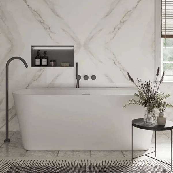Crosswater Carne Free Standing Bath with Overflow and Waste 1500 x 750mm Matt White
