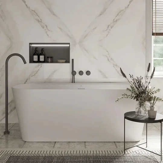 Crosswater Carne Free Standing Bath with Overflow and Waste 1500 x 750mm Matt White product image - Image 1