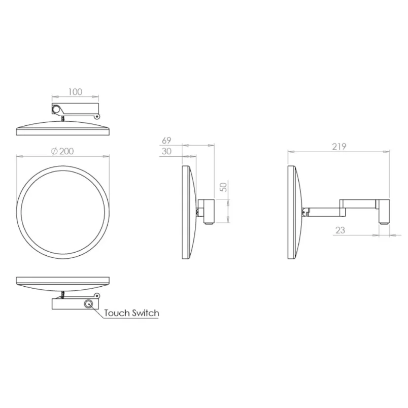 Hib Cirque Magnifying Mirror Brushed Brass 20cm detail view - Image 2