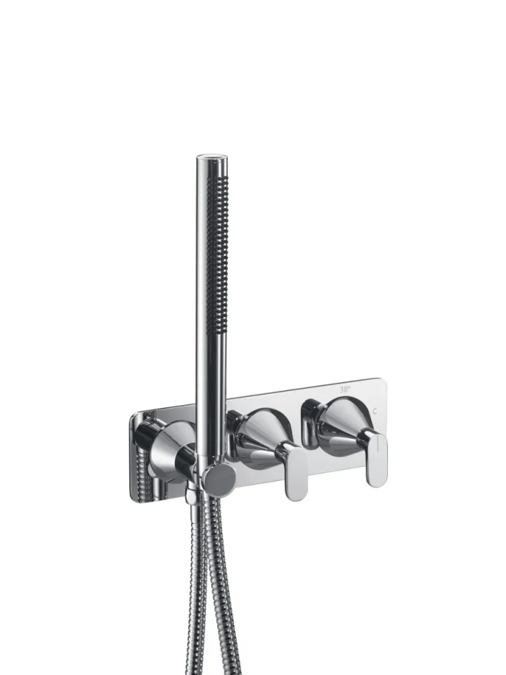 Just Taps Kono Thermostatic Concealed 2 Outlet Shower Valve With Attached Handset (both Handles Included) Chrome product image - Image 1