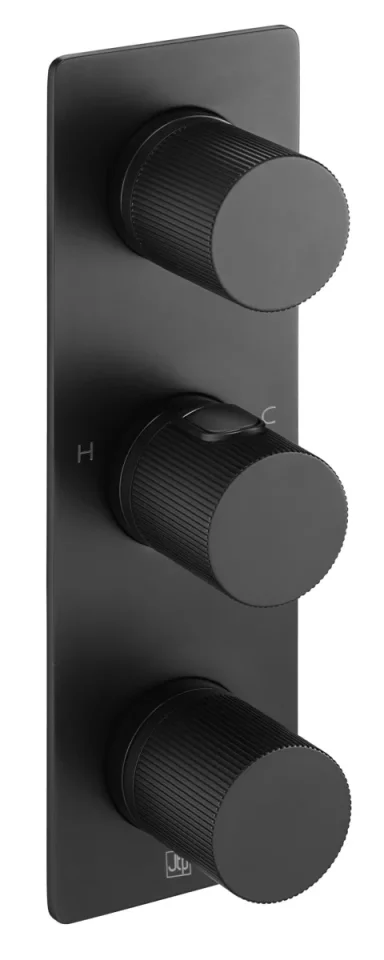 Just Taps Evo Thermostatic Concealed 3 Outlet Shower Valve Matt Black product image - Image 1