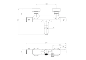 Saneux Cos Thermostatic Bath Shower Mixer - Satin Black (pvd)