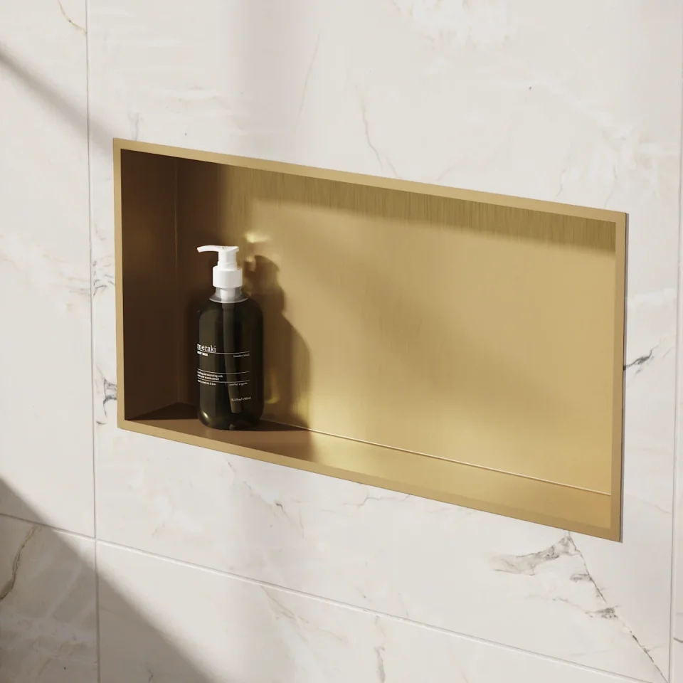 Crosswater Niches 610 X 305mm X 80mm Brushed Brass detail view - Image 3