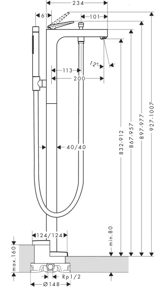 Axor Citterio Bath Mixers Concealed 1175 X 381 X 240mm Chrome