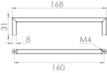Saneux Berlin 160mm Handle - Brushed Nickel technical drawing - Image 2