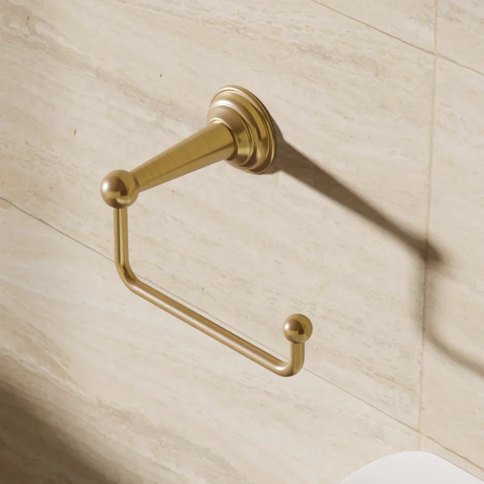 Crosswater Belgravia Toilet Roll Holder Brushed Brass detail view - Image 3