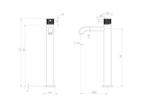 Saneux Cos Tall Basin Mixer Kit - W/ Fluted Handle - Brushed Nickel (pvd)