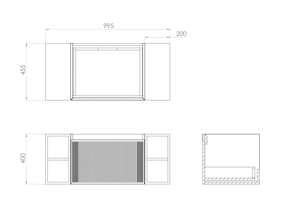Saneux Monument 100cm Kit - 80cm 1 Drawer Wall Mounted Unit, 20cm Spacer & 100cm Countertop - Matte White detail view - Image 2