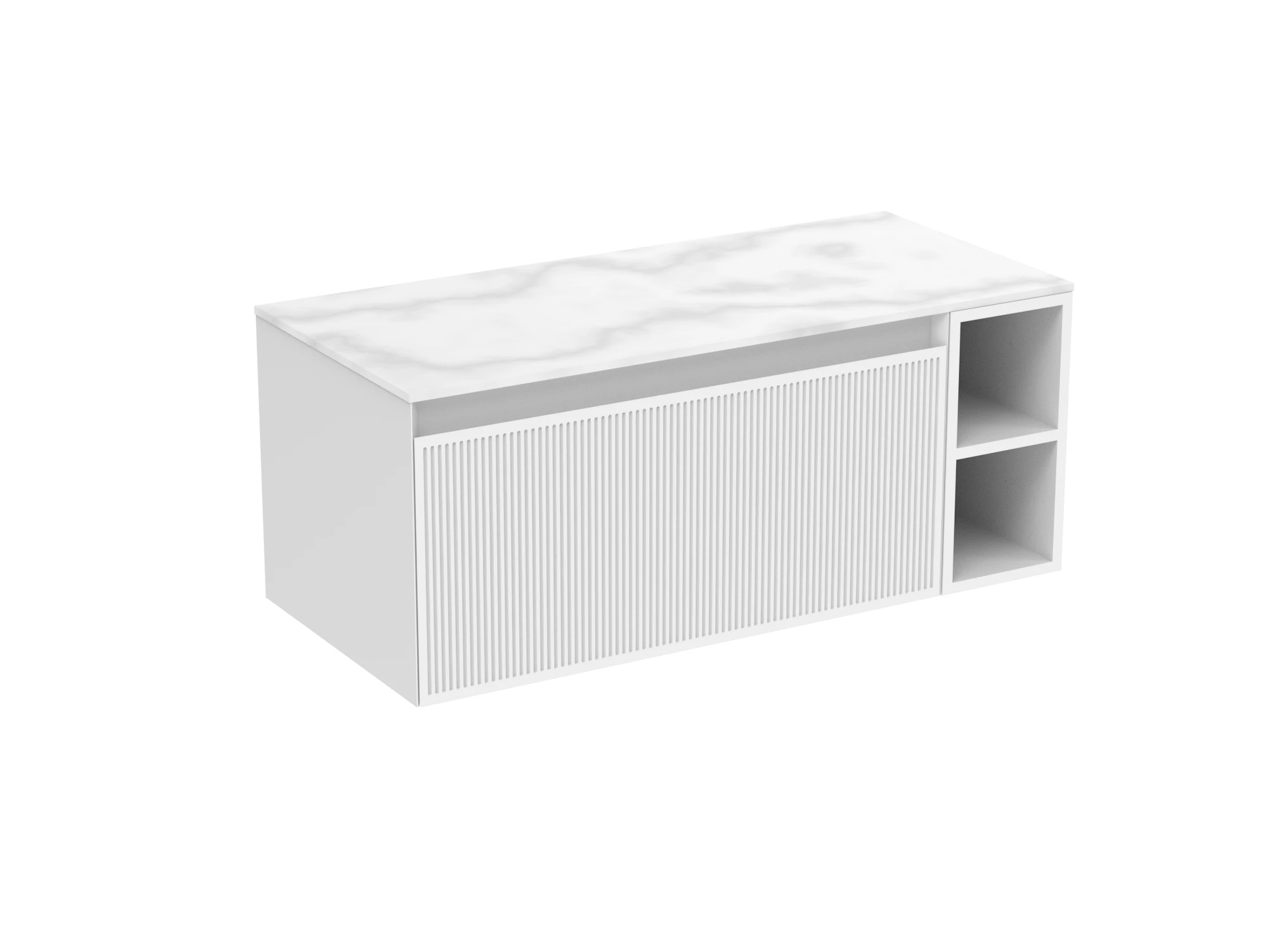Saneux Monument 100cm Kit - 80cm 1 Drawer Wall Mounted Unit, 20cm Spacer & 100cm Countertop - Matte White