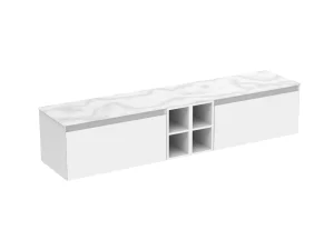 Saneux Uni 200cm Kit - 2 X 80cm 1 Drawer Wall Mounted Unit, 2 X 20cm Spacers & 200cm Countertop - Matte White