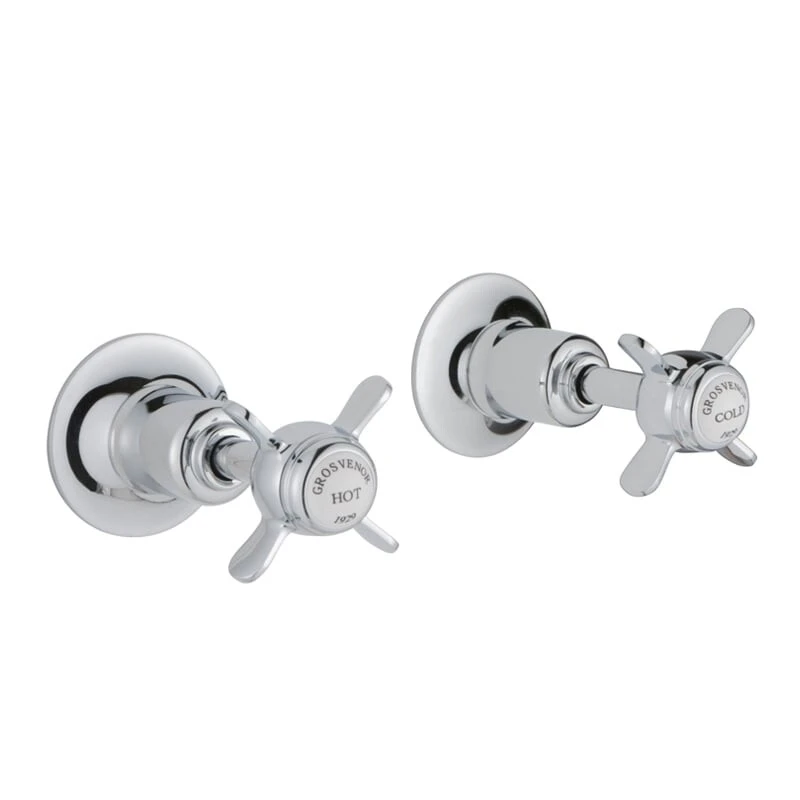 Just Taps Grosvenor Pinch Concealed Wall Valves Chrome