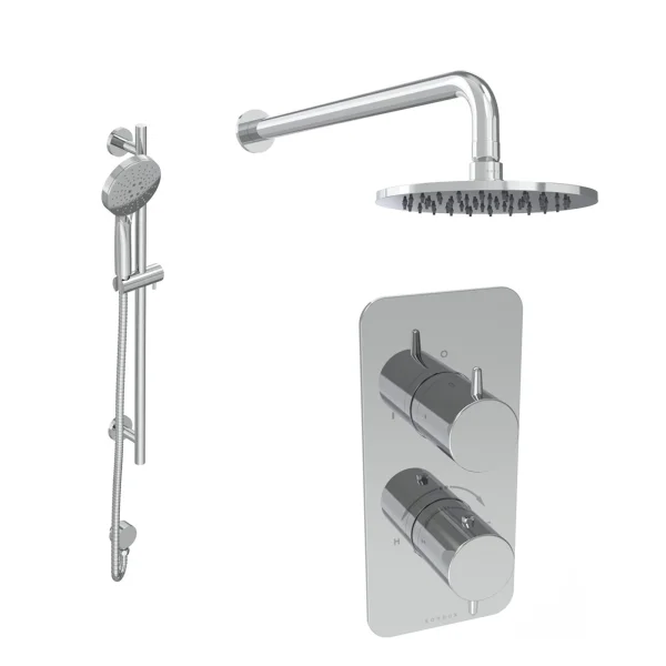 Saneux Eden 2 Way Shower Kit - W/ 3 Function Handset & Slider Rail & Shower Head - Chrome