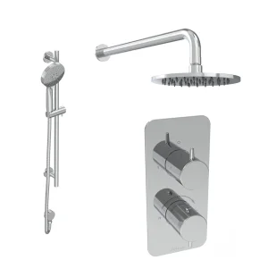 Saneux Eden 2 Way Shower Kit - W/ 3 Function Handset & Slider Rail & Shower Head - Chrome