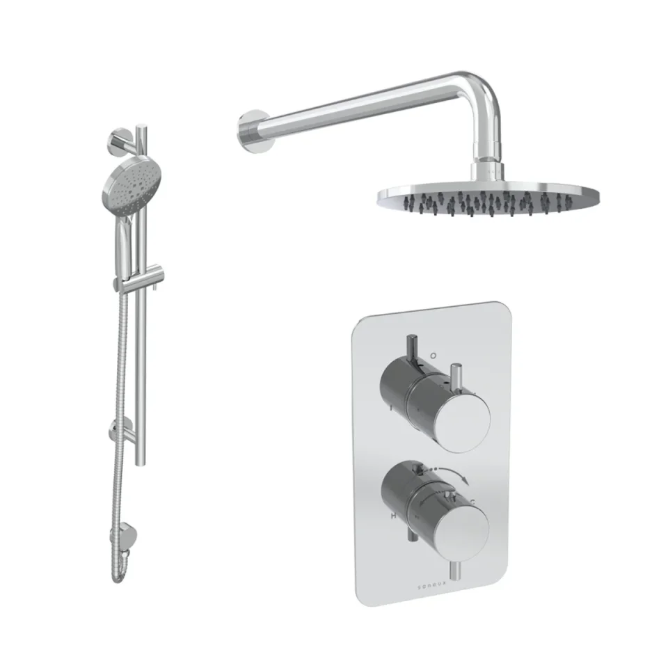 Saneux Cos 2 Way Shower Kit - W/ 3 Function Handset & Slider Rail & Shower Head - Chrome product image - Image 1