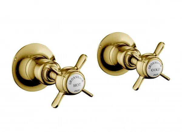 Just Taps Grosvenor Pinch Concealed Wall Valves Light Gold
