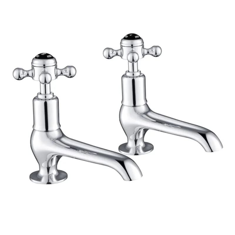 Just Taps Grosvenor Cross Long Nose Basin Taps Matt Black detail view - Image 2