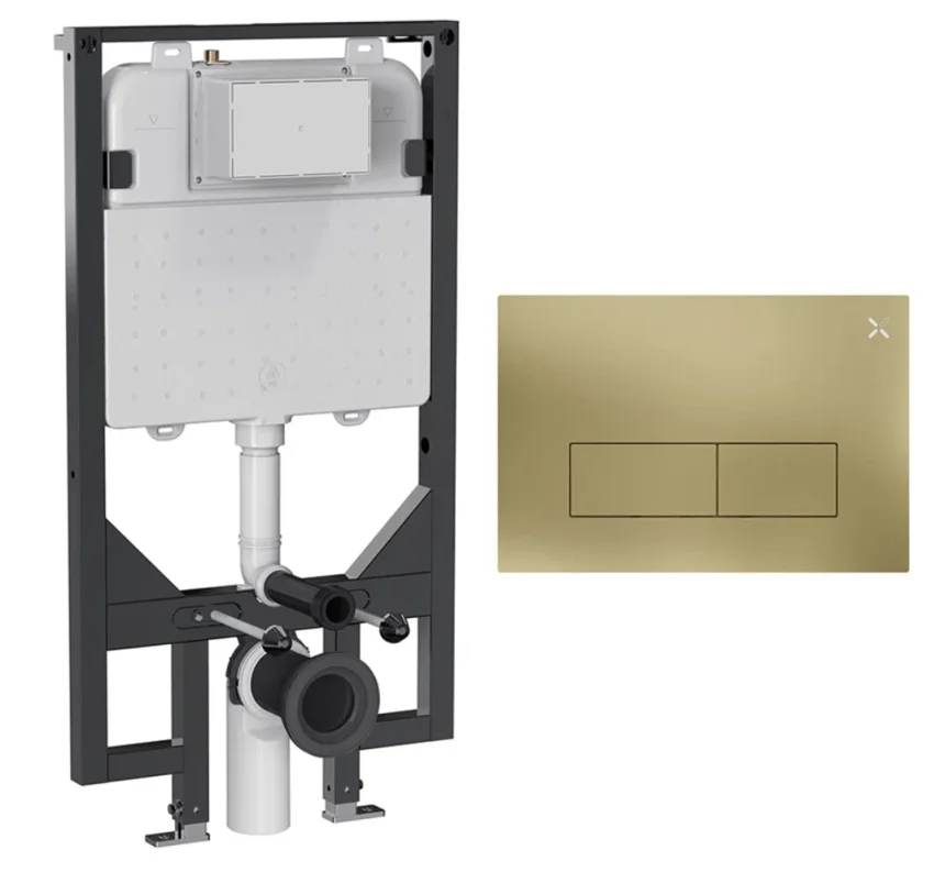 Crosswater Mpro Stainless Steel Frame Set 3 Brushed Brass (Frame and Flush Plate) product image - Image 1