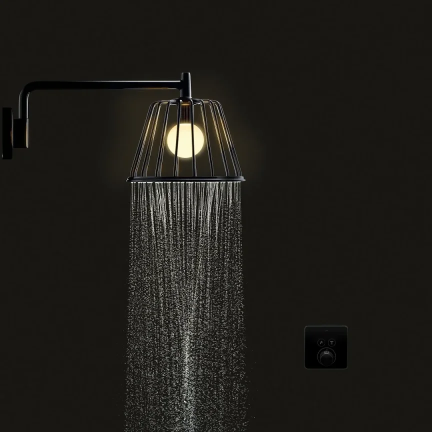 Axor Showersolutions Thermostatic Mixer Softsquare For Concealed Installation For 2 Outlets Brushed Black Chrome detail view - Image 2